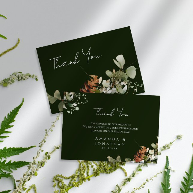 Carte De Remerciements Aquarelle accords floraux Mariage vert (Créateur téléchargé)