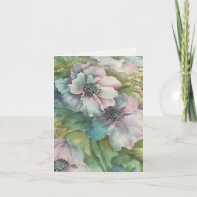 Carte De Remerciements Aquarelle Anémones Floral Penser De Vous (Devant)