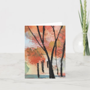 Carte De Remerciements Aquarelle Arbre automnale stationnaire