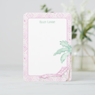 Carte De Remerciements Aquarelle Art déco Palm Beach Chaise