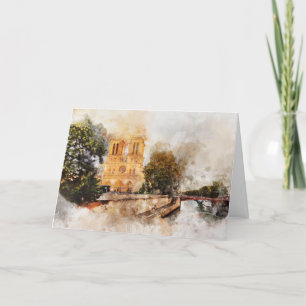 Carte De Remerciements Aquarelle artistique de Notre-Dame Cathédrale Pari