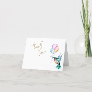 Carte De Remerciements Aquarelle Baby shower colibri et ballons