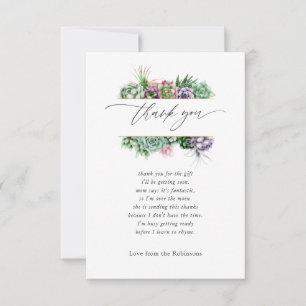 Carte De Remerciements Aquarelle Baby shower géométrique Succulent