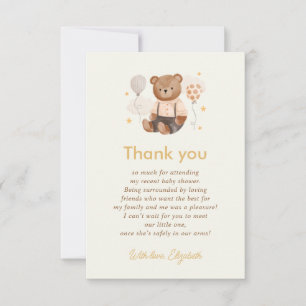 Carte De Remerciements Aquarelle Baby shower Ours en Teddy