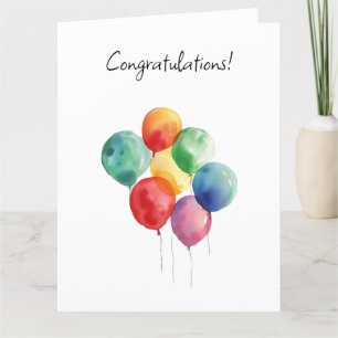 Carte De Remerciements Aquarelle Ballons Félicitations Minimalistes