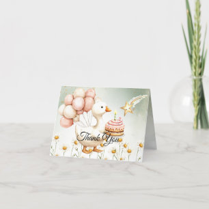 Carte De Remerciements Aquarelle Bébé Oie blanche Anniversaire fête migno