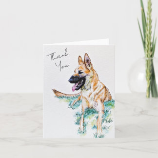 Carte De Remerciements Aquarelle Berger Allemand Portrait de chien Malino