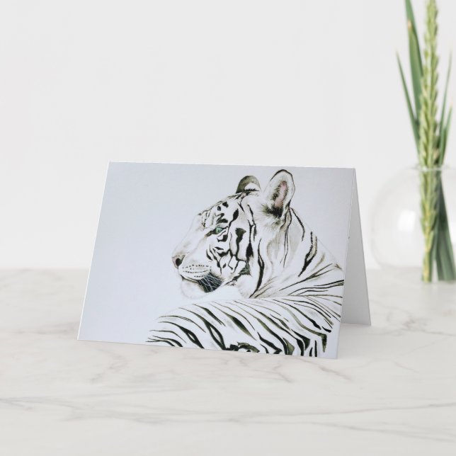 Carte De Remerciements Aquarelle blanche de tigre (Devant)