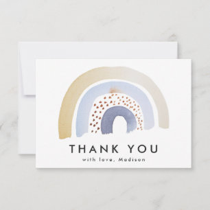 Carte De Remerciements Aquarelle bleu clair arc-en-ciel
