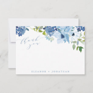 Carte De Remerciements Aquarelle Bleu Clair Chic Script Floral Custom