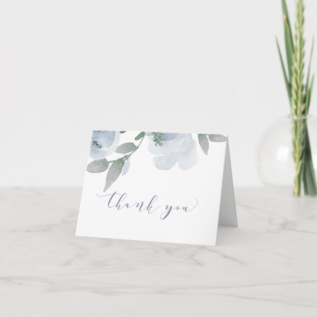 Carte De Remerciements Aquarelle bleu doux wedding shower V2 (Devant)