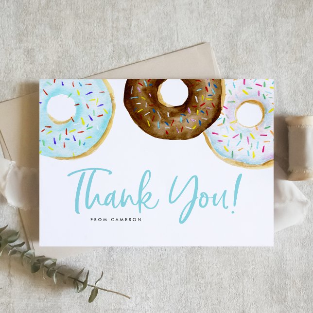 Carte De Remerciements Aquarelle Bleu et Bidon au chocolat Anniversaire (Créateur téléchargé)