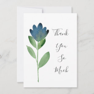 Carte De Remerciements Aquarelle bleu Indigo vert Abstraite Fleur