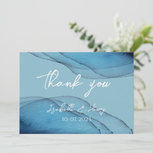 Carte De Remerciements Aquarelle bleu marine