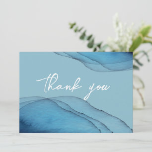Carte De Remerciements aquarelle bleu marine aquamarine