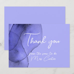 Carte De Remerciements Aquarelle bleu violet lavande