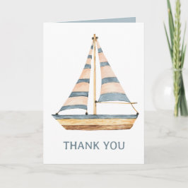 Carte De Remerciements Aquarelle Bleue Bleu Bande Voilier