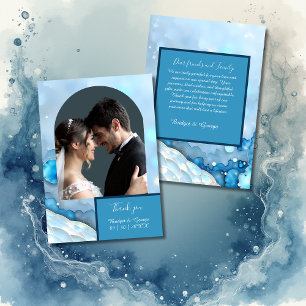 Carte De Remerciements Aquarelle bleue luxueuse Abstraite Pearlescent