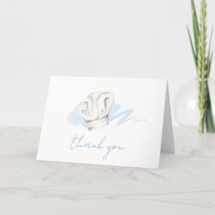 Carte De Remerciements Aquarelle bleue Moderne Petit Chef Baby shower