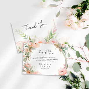 Carte De Remerciements Aquarelle Blush Floral Mariage