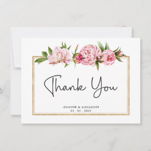Carte De Remerciements Aquarelle Blush Peony Flowers Floral