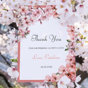 Carte De Remerciements Aquarelle Blush rose cerisier Blossom élégant