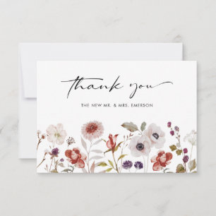 Carte De Remerciements Aquarelle Boho Mariage Floral