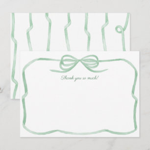 Carte De Remerciements Aquarelle Bow Vert Attache La Fête des mariées Kno