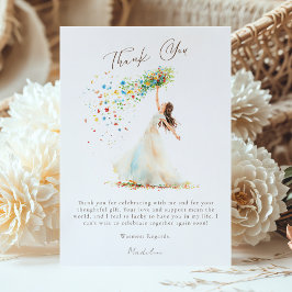 Carte De Remerciements Aquarelle Bride Fête des mariées de jeton floral