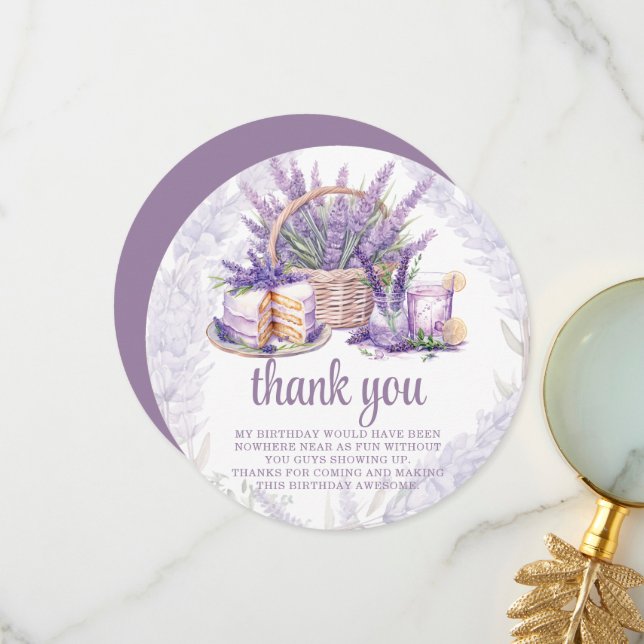 Carte De Remerciements Aquarelle Brunch Lavender Pastel (Devant/Arrière en situation)