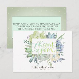 Carte De Remerciements Aquarelle Cactus Succulents points