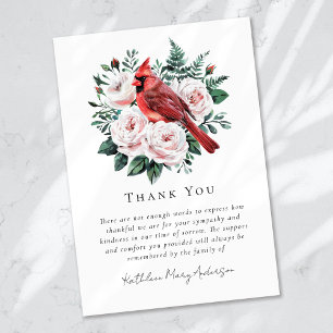 Carte De Remerciements Aquarelle Cardinal Floral Sympathy Funeral