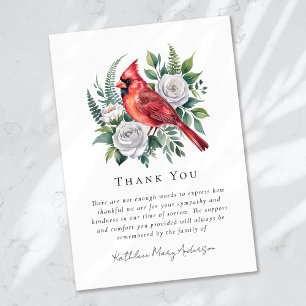 Carte De Remerciements Aquarelle Cardinal Floral Sympathy Funeral