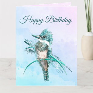 Carte De Remerciements Aquarelle Ceinturée Kingfisher Oiseau Art de la fa