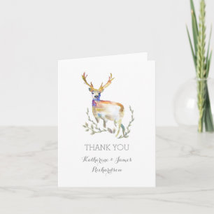 Carte De Remerciements aquarelle cerf rustique remerciement mariage bois