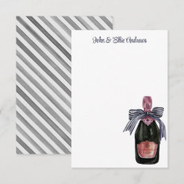 Carte De Remerciements Aquarelle Champagne de France avec Bow rayé