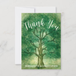 Carte De Remerciements Aquarelle Chêne Arbre Rétro Russe Mariage Bois