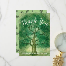 Carte De Remerciements Aquarelle Chêne Arbre Rétro Russe Mariage Forêt