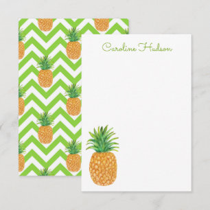 Carte De Remerciements Aquarelle Chevron Ananas