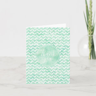 Carte De Remerciements Aquarelle Chic Mint Chevron Stripes