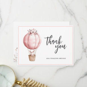 Carte De Remerciements Aquarelle Chic simple Hot Air Balloon Baby Girl