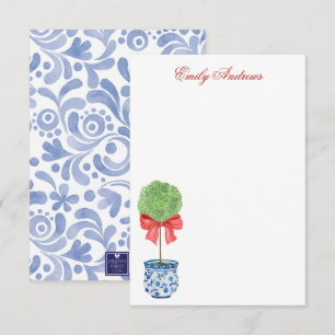 Carte De Remerciements Aquarelle Chinoiserie Bow rouge Topio