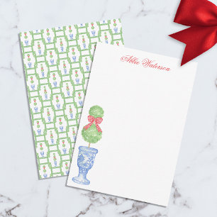 Carte De Remerciements Aquarelle Chinoiserie Christmas Bow Topiary