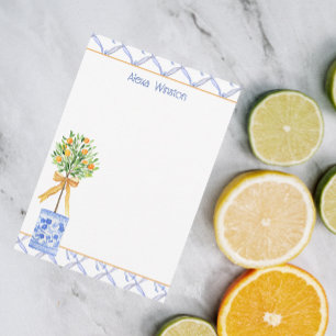 Carte De Remerciements Aquarelle Chinoiserie Orange Tree Topiary