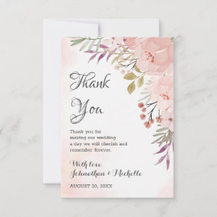 Carte De Remerciements Aquarelle Christian Blush rose Mariage Floral