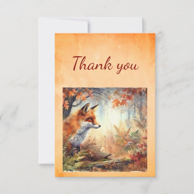 Carte De Remerciements Aquarelle Chute Fox Animal Faune Art (Devant)