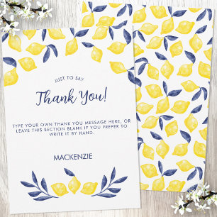 Carte De Remerciements Aquarelle Citron Agrumes