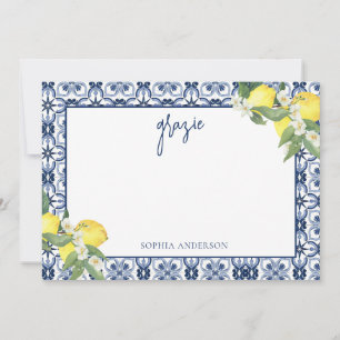 Carte De Remerciements Aquarelle Citron Positano Fête des mariées