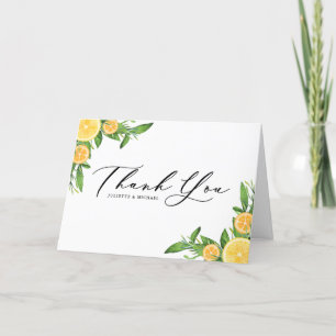 Carte De Remerciements Aquarelle Citrons et Oranges Mariage d'été