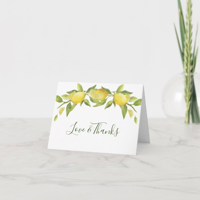 Carte De Remerciements Aquarelle citrons et verdure (Devant)